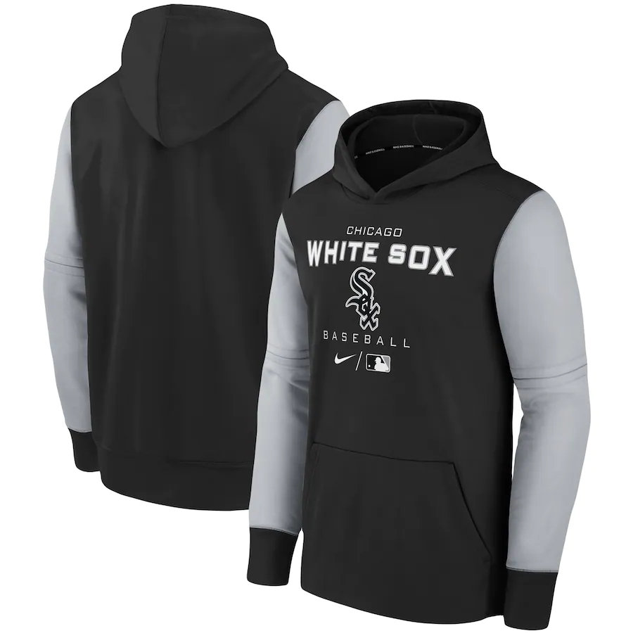Men's Chicago White Sox Black 2022 City Connect Therma Performance Pullover Hoodie